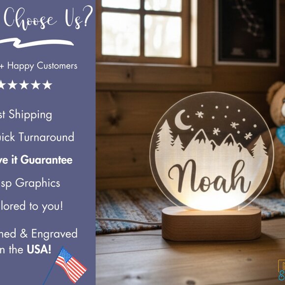 Custom Mountain Name Light • Personalized LED Cloud Sign • Kids Gift - Picture 4 of 8